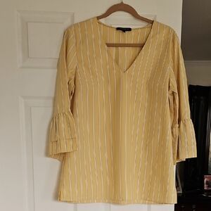 Lafayette 148 New York Yellow Relaxed Bell Sleeve Top EUC
